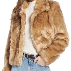 Something Navy - Faux Fur Cropped Jacket